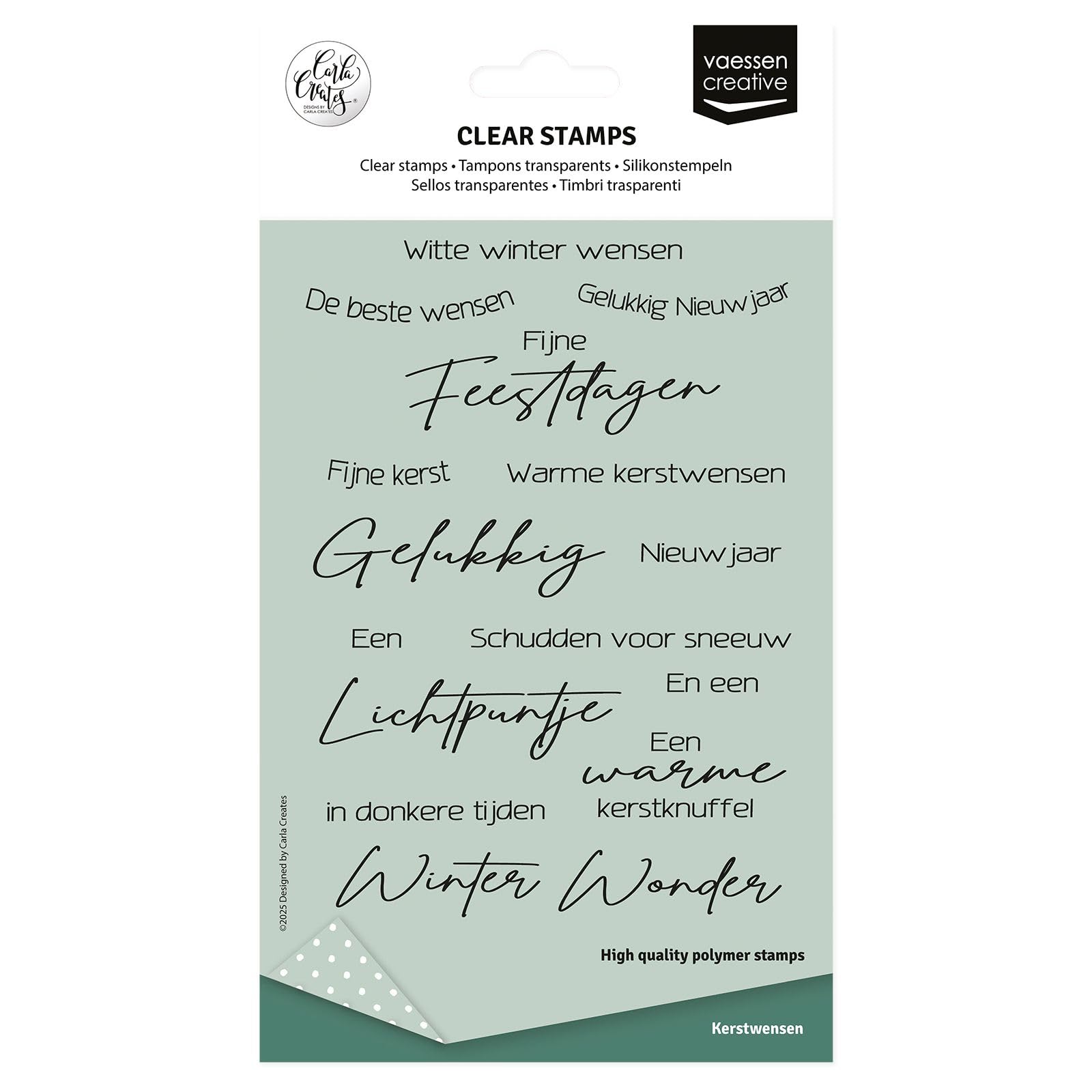 Vaessen Creative Clear Stamps 17 Pcs - Dutch Christmas Texts - Scrapbooking, Stamping and Card Making Supplies - Silicone Stamps for Crafting - for Stamping Platform
