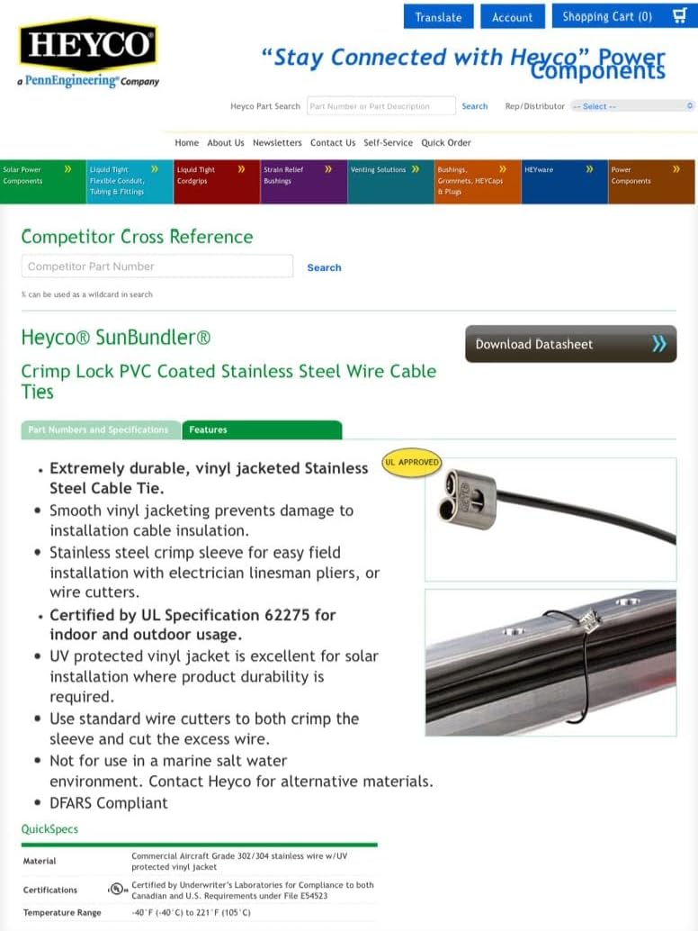 Heyco S6411 SunBundler10 Stainless Steel Cable Tie (1,000 Box)