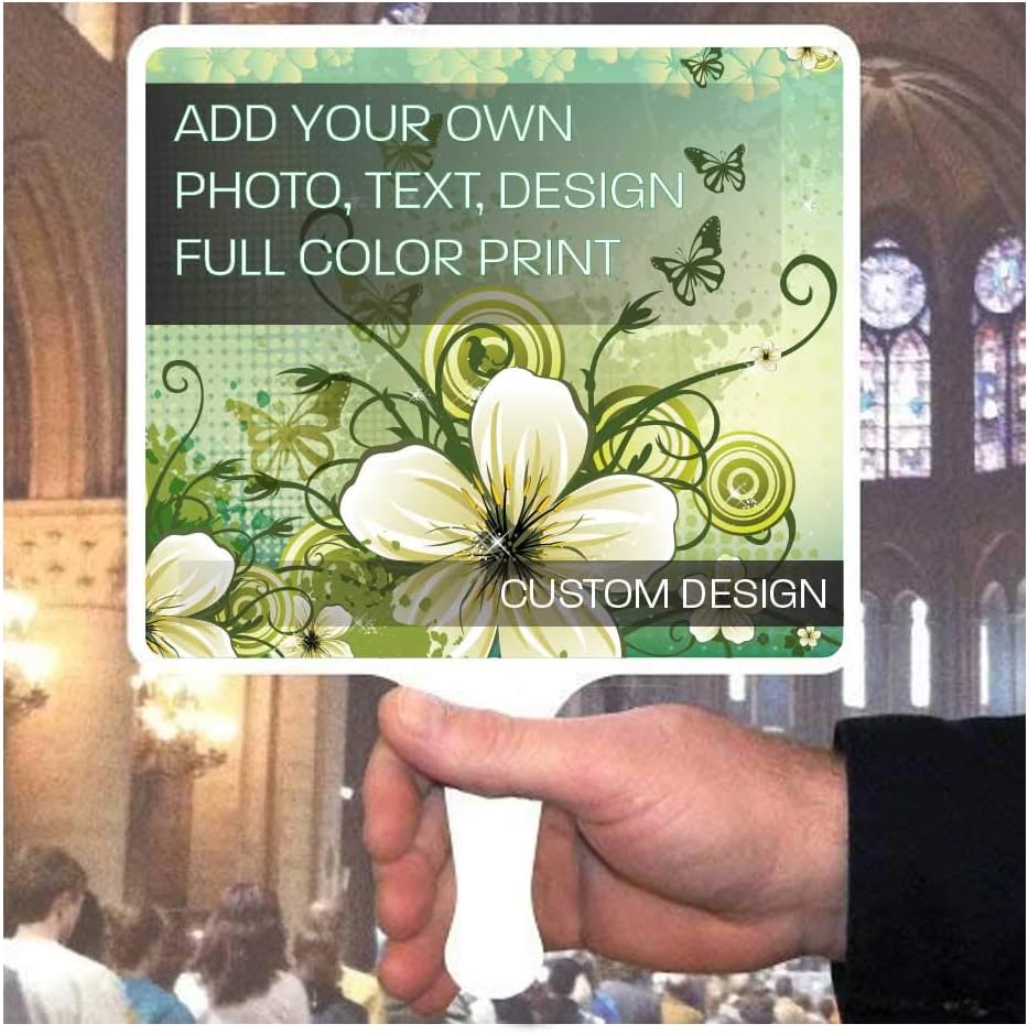 VictoryStore Custom Photo Church Fans - Hand Held Fans - Full Color Print - Waterproof, 8x10.5 Inches, One Sided (36)