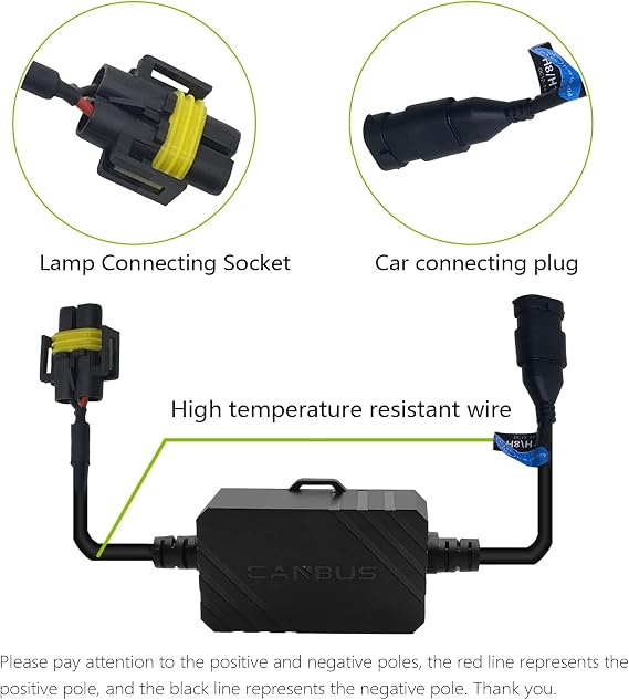 H8/H11 LED Bulb Decoder Canbus Resistor Anti-flicker Harness,Dashboard Warning Error Free EMC Canceller Decoder