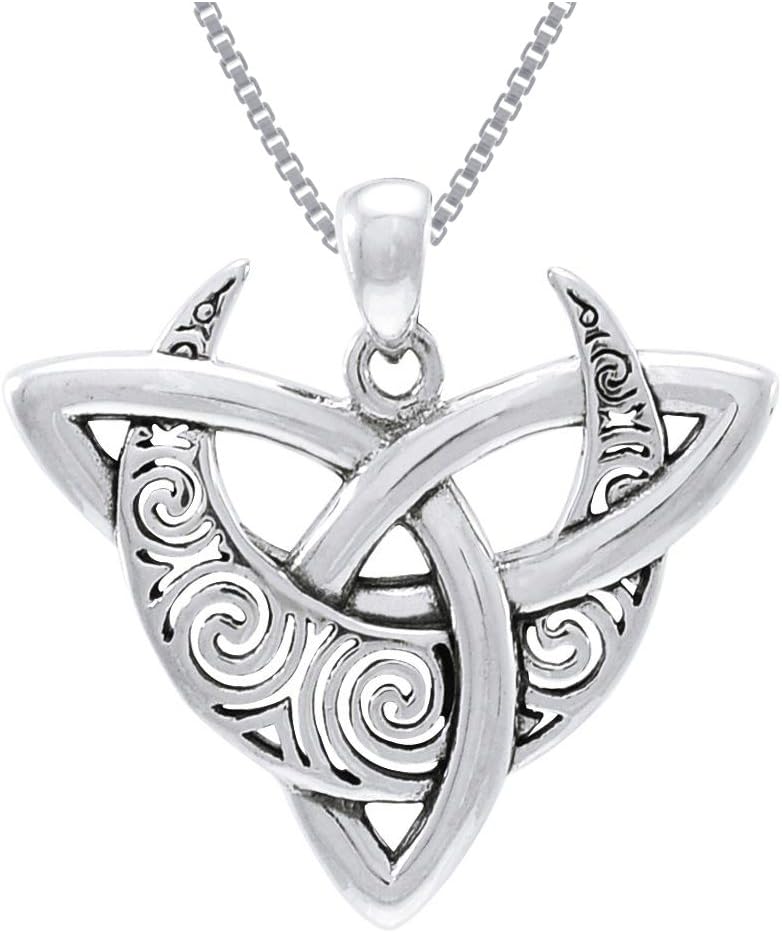 Jewelry TrendsCeltic Triquetra Moon Goddess Trinity Knot Sterling Silver Pendant Necklace 18"