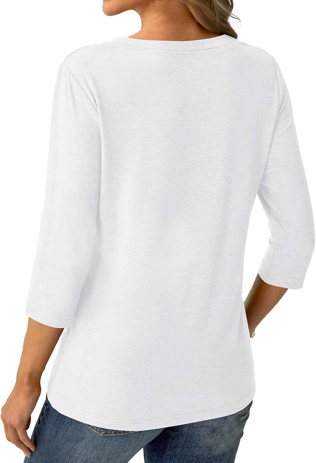 Womens Tops 3/4 Sleeve V Neck Spring Summer Work Tunic Shirts Business Dressy Casual Blouses - Image 5