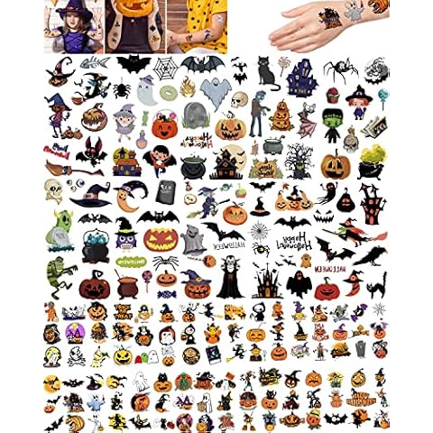 Halloween Tattoos, Halloween Tattoos Kids 18 Sheets (200+designs) Halloween Party Bag Fillers Halloween Stickers DIY Waterproof, for Kids Birthday Party, Halloween, Carnival, Christmas Cover