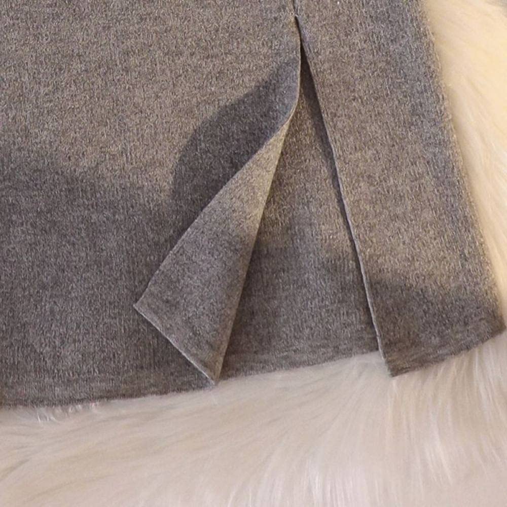 Gonne,Gonna Longuette da Donna Gonna Dritta in Maglia A Vita Alta Elasticizzata Bianca Gonna Dritta con Spacco A Vita Alta in Tinta Unita Gonna Lunga alla Moda per Ragazze Ladies,L