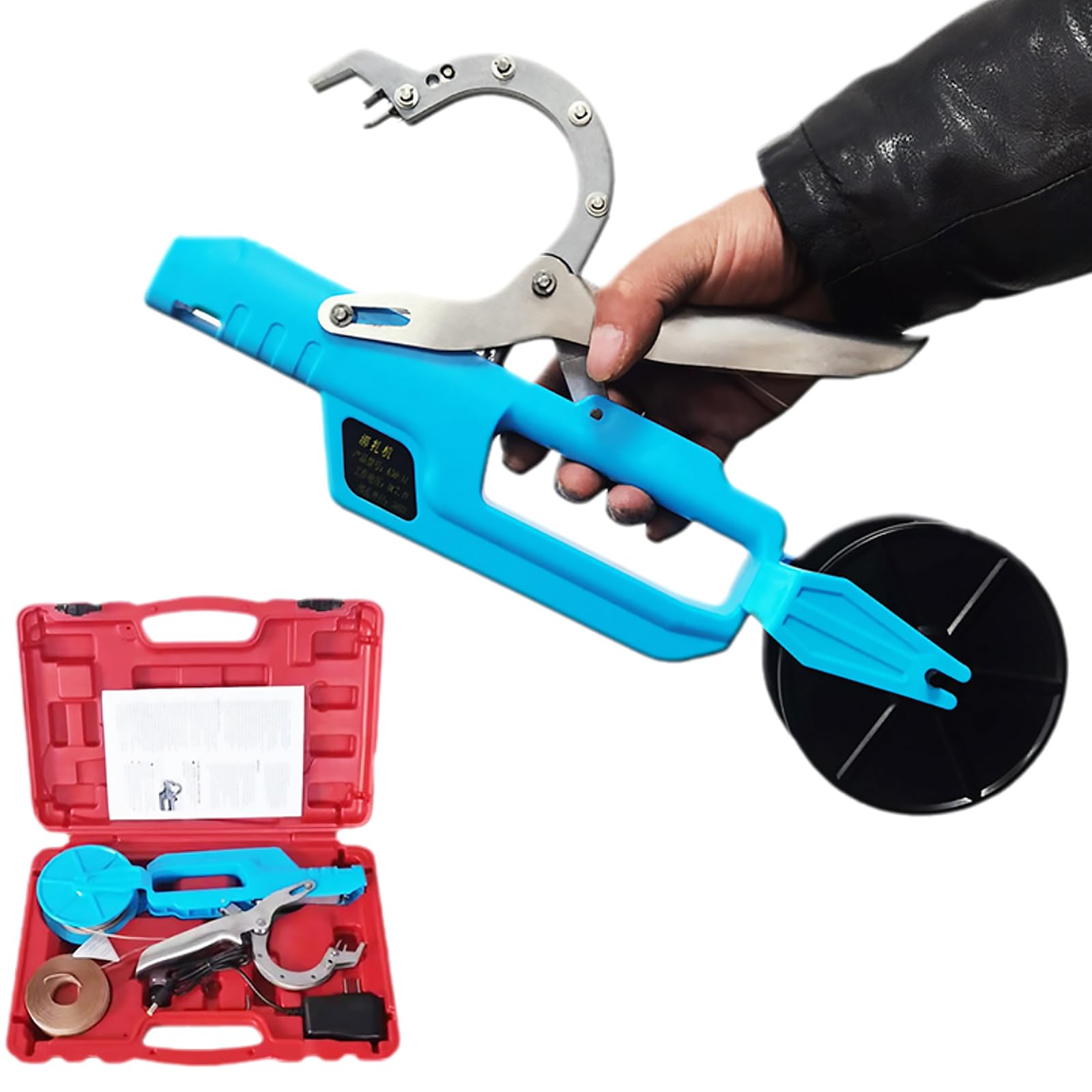 CVJdfhRE plant ties， Electric Plant Vine Tying Tool with 90M Tie Wire, Max 50mm Binding Diameter, Rechargeable Vineyard Machine for Tomatoes