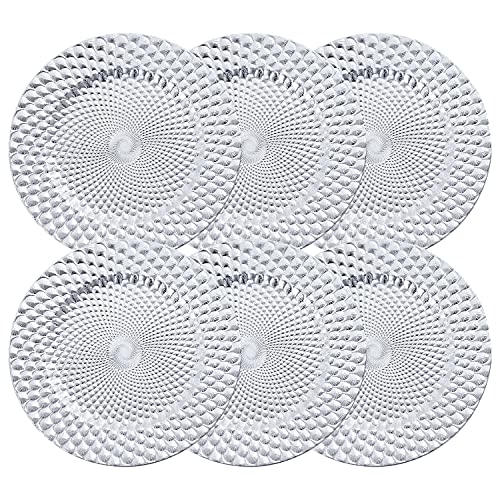 Platos cargadores plásticos plateados set x12 33 cm miniatura 5