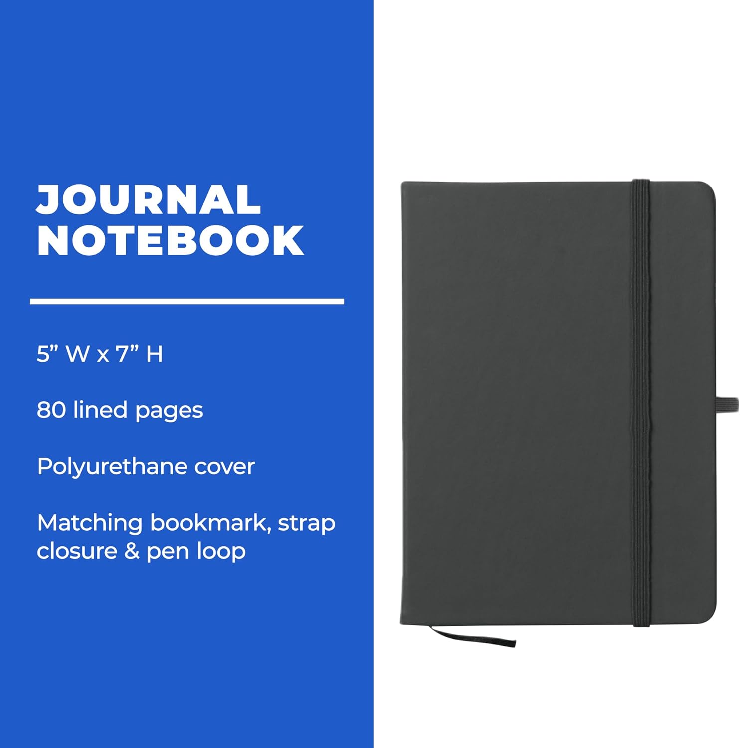 Set of 10 Journal Notebooks for Women & Men – 80 Pages, Black – Composition Notebook for Journaling, Writing, Work, Travel, College – Make Custom Designs for Events & Promotions