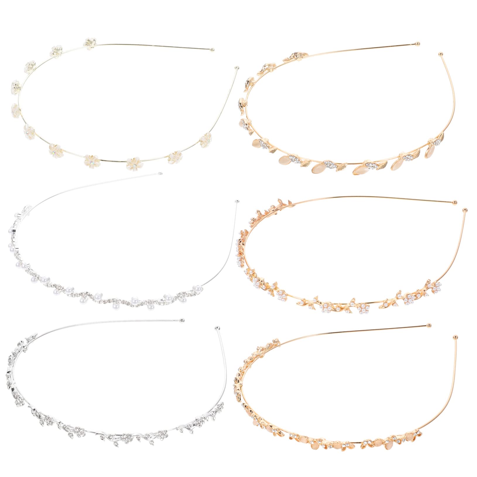 Diademas Perlas y Cristales, 6 Piezas, Metal para Mujer | Pack de 6 Unidades, Diseño Sencillo y Chic, Adecuado para Ocasiones Obsequios y Obsequio de Cumpleaños
