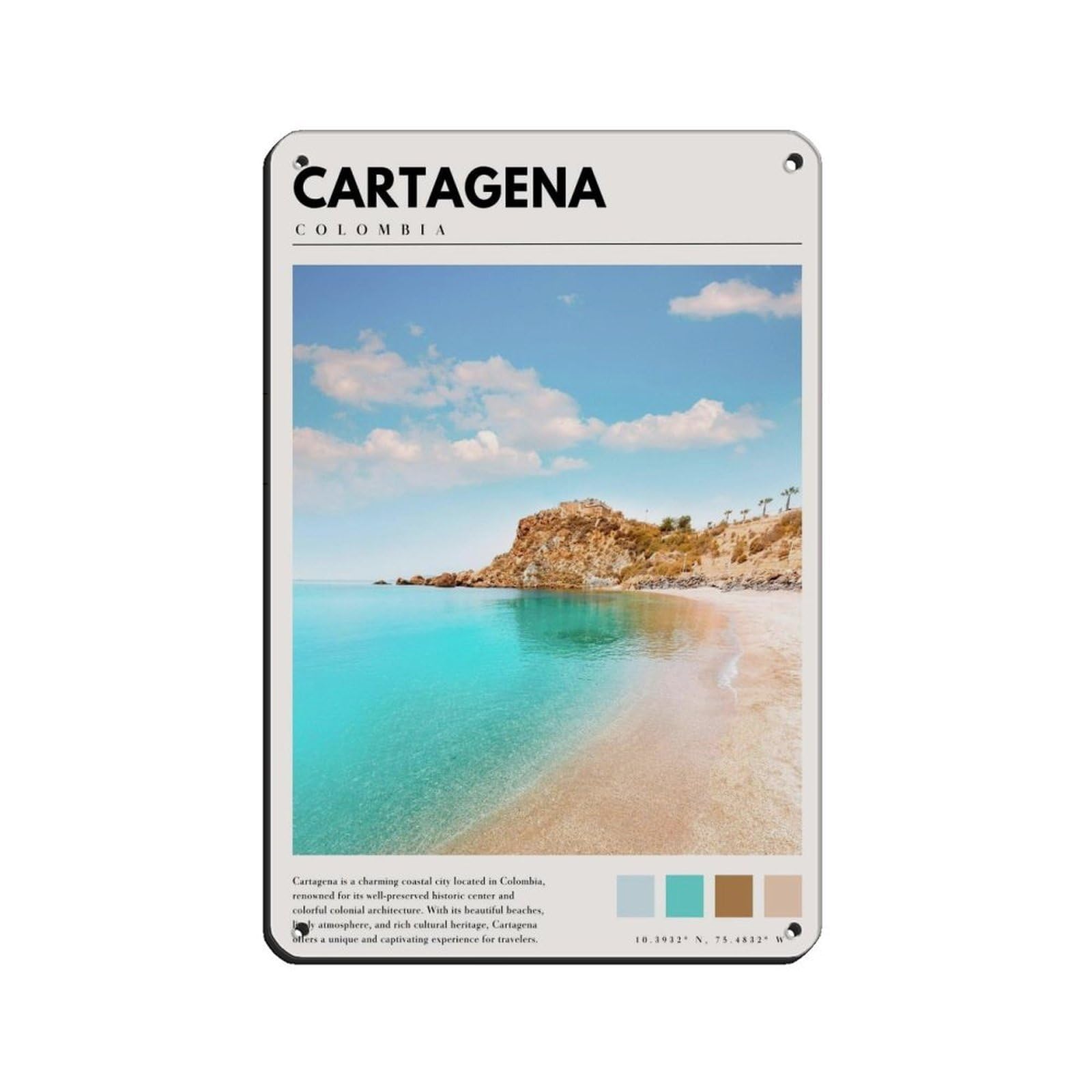 Cartagena Art Cartagena Photography Poster Retro Poster Metal Tin Sign Chic Art Retro Iron Painting Bar People Cave Cafe Family Garage Poster Wall Decoration 8x12inch(20x30cm)