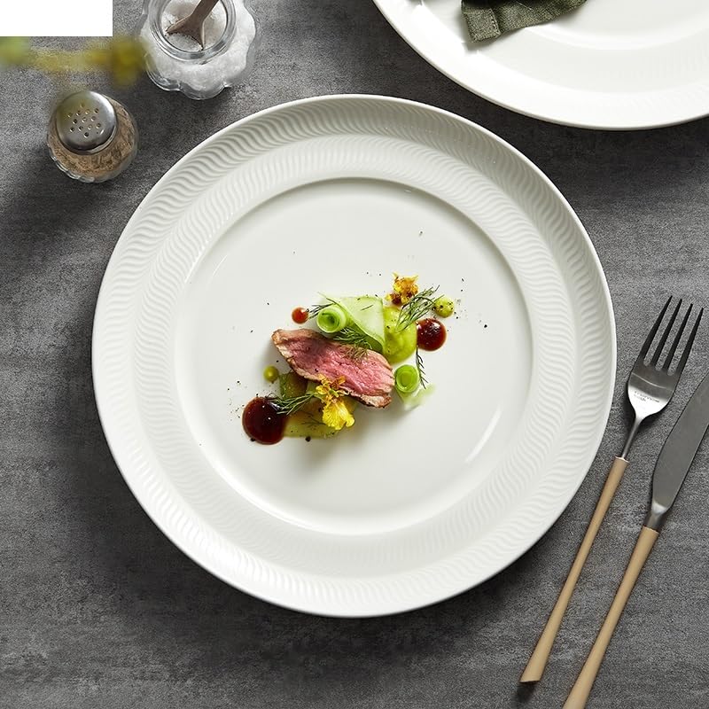 Talerze Obiadowe Ceramiczny Talerz Do Steków I Sushi Talerz Obiadowy Prosty Okrągły Talerz Stołowy Restauracja Jednolity Kolor Serwowanie Przekąsek Taca Deserowa Naczynia Do Gotowani8.5 Inch-One Size