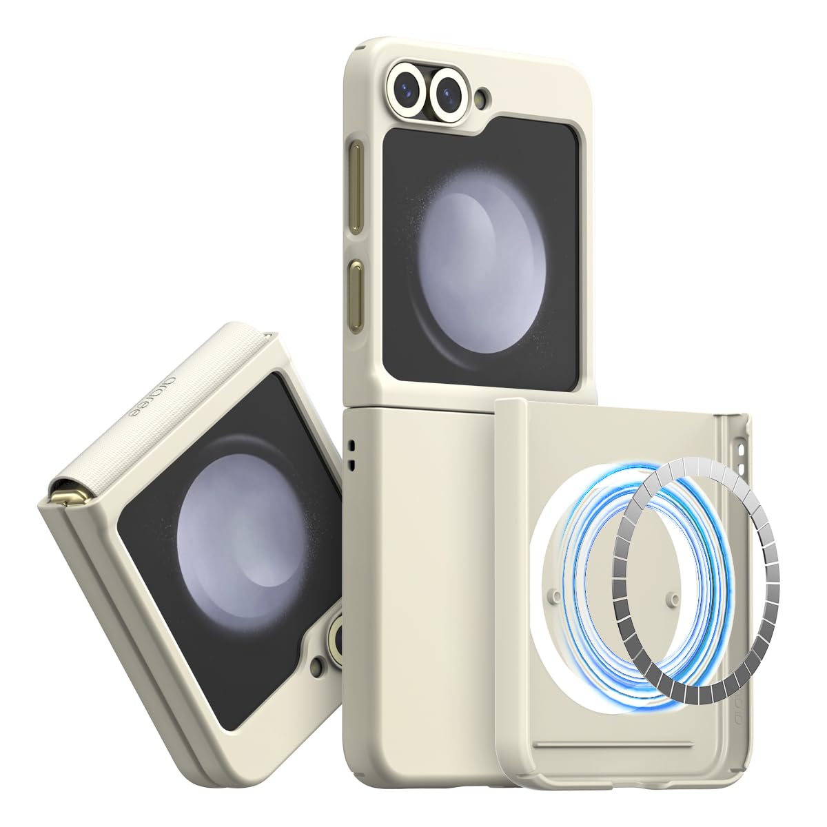 araree Aero Flex M Samsung Galaxy Z Flip 6 Case 【Improved Version】 with Hinge Protection, Compatible with Magsafe Accessories & Chager Anti-Fingerprint,Thin & Slim, Shockproof Hard Case (Cream)