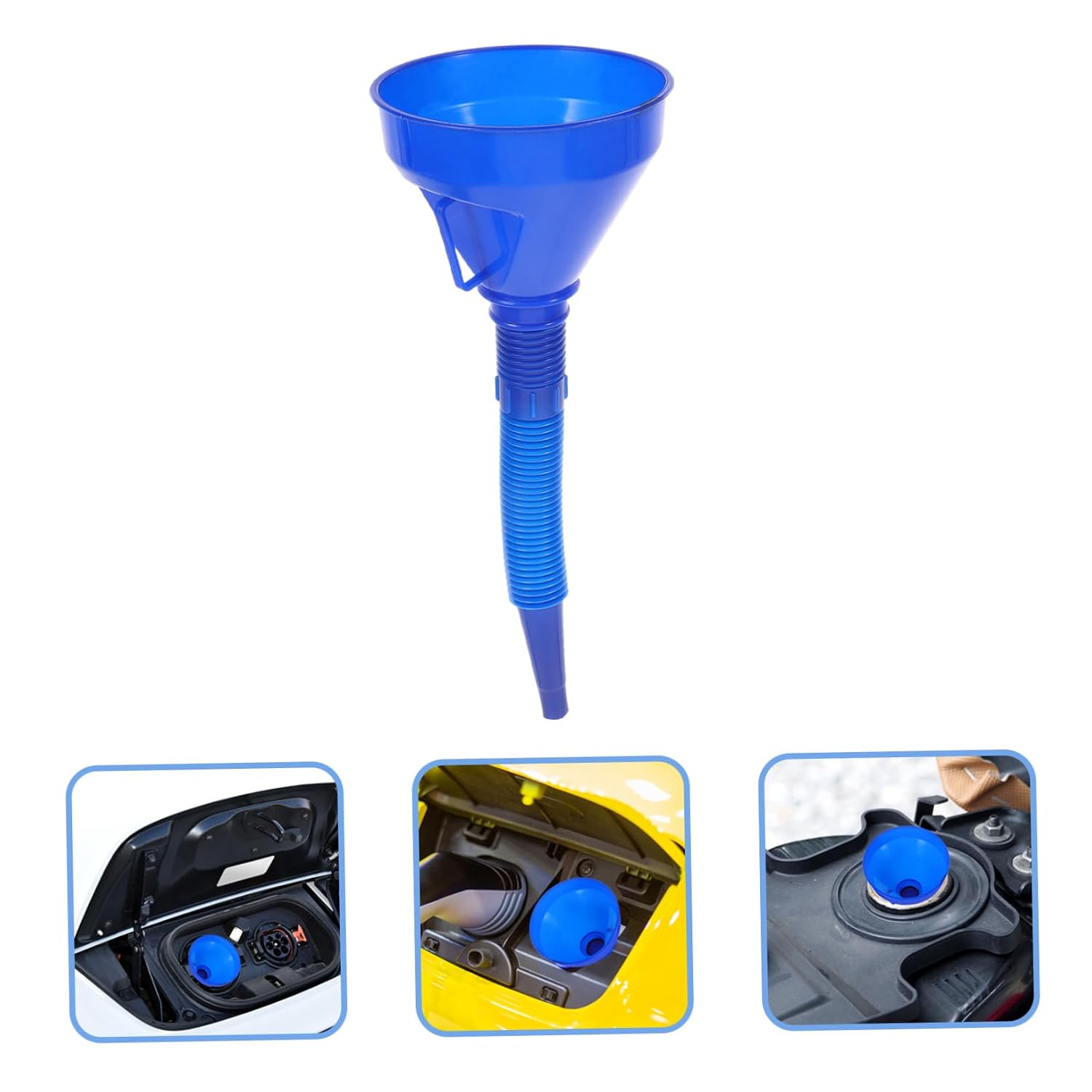 Large Fuel Funnel with Built in Filter and Long Neck Hose Capless Gas Tank and Oil Pouring Tool for Vehicles Multi Use Funnel for Oil and Gasoline Filling Roadside Safety Kit