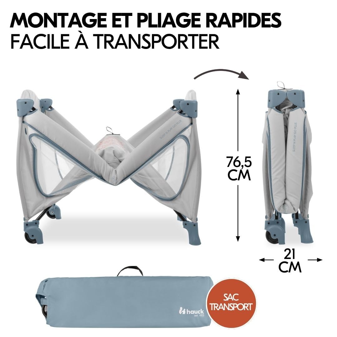 hauck Lit Parapluie Bébé avec Matelas Sleep N Play Go Plus - Dusty Blue
