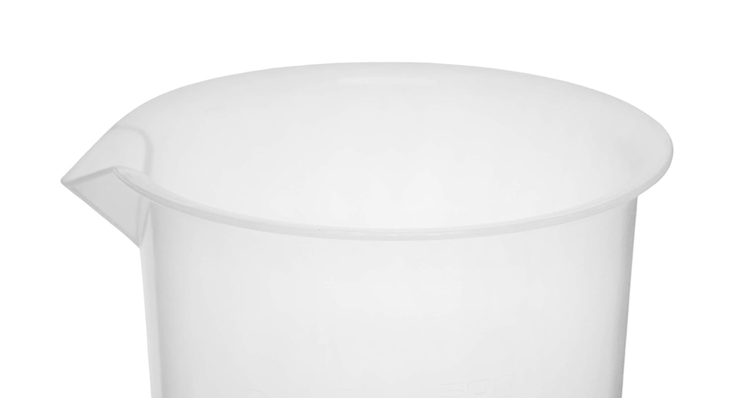 Plastic Beaker, 500ml - Polypropylene Plastic - Raised Graduations, Tapered Spout - Euro Design - Eisco Labs: Industrial & Scientific