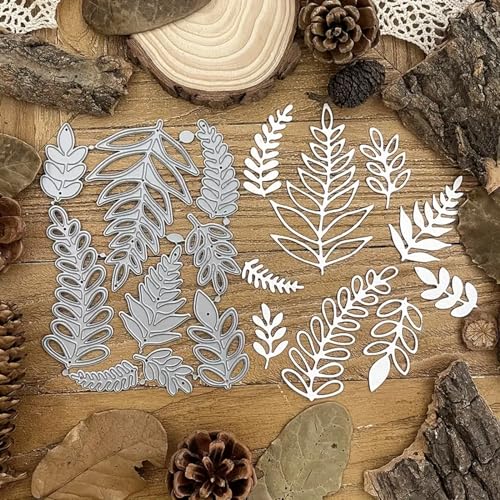Juego de 9 troqueles de metal con hojas, varias hojas, plantas, flores, plantillas de corte para manualidades, álbumes de recortes, álbumes de recortes, papel decorativo para hacer tarjetas