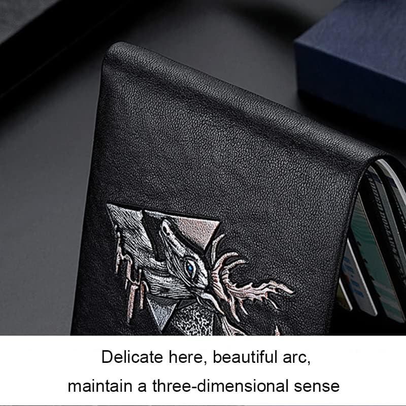 Miniatura 7 de Cartera de cuero genuino para hombre, con cremallera, monedero, bolsa de embrague, cartera larga para hombre, cartera para hombre, Negro, Cartera