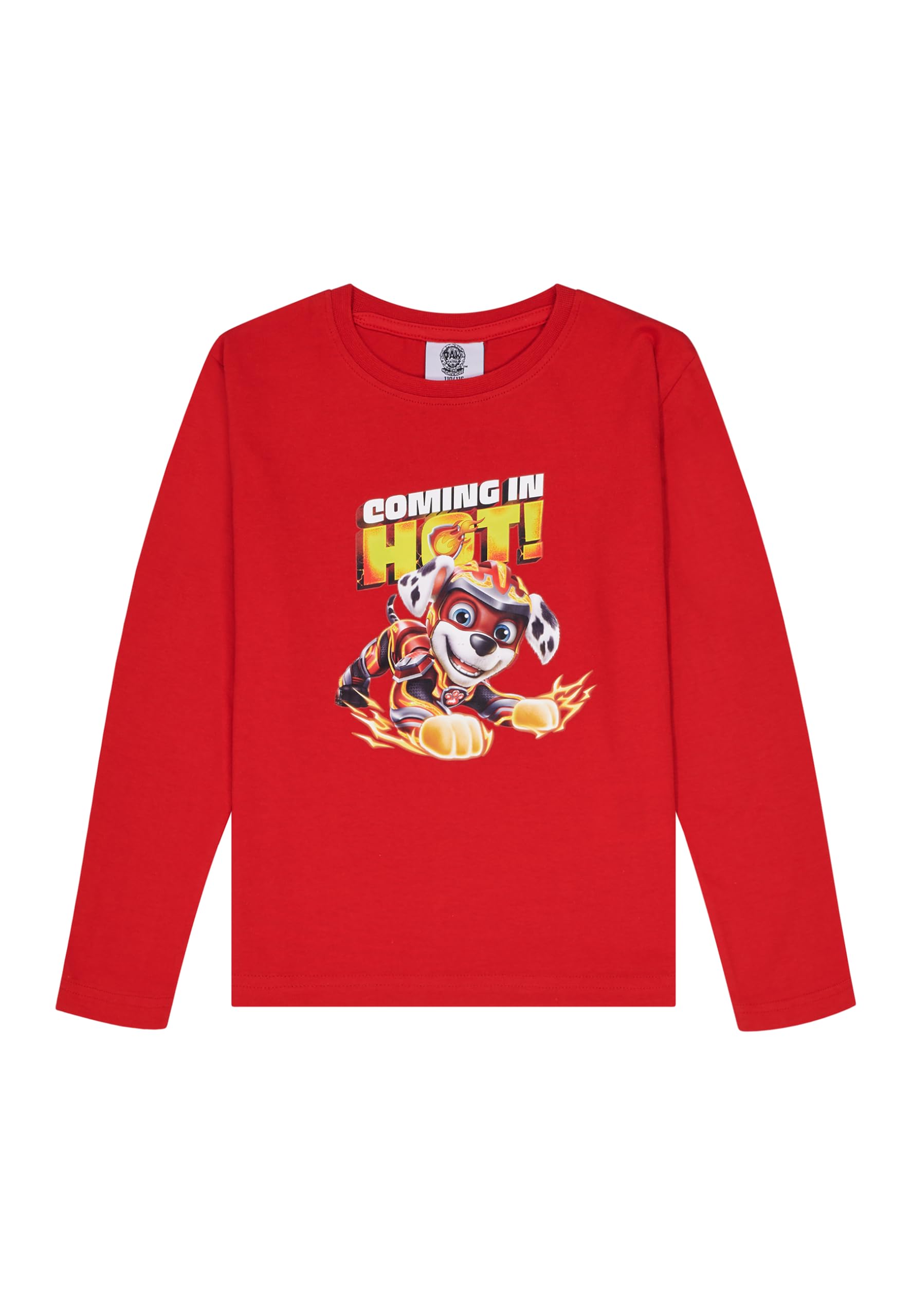 Paw Patrol Jungen T-Shirt Langarm-Shirt Baumwolle Kinder Longsleeve Rot mit Chase & Marshall Motiv, Offizielles Lizenzprodukt für Kleinkinder, Maedchen & Jungen