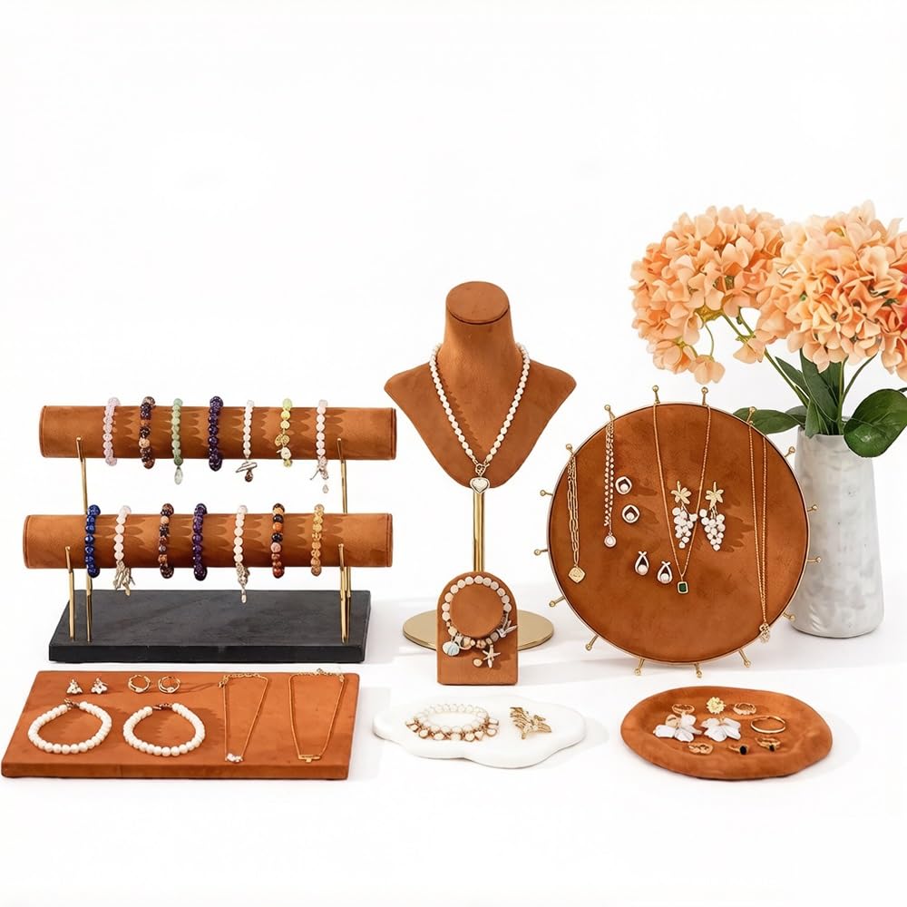 Jewelry Holder Velvet Jewelry Display Set Necklace Holder Bracelet Tray