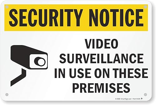 SmartSign Aviso de seguridad - Video vigilancia en uso en las instalaciones | 12" x 18" Aluminio