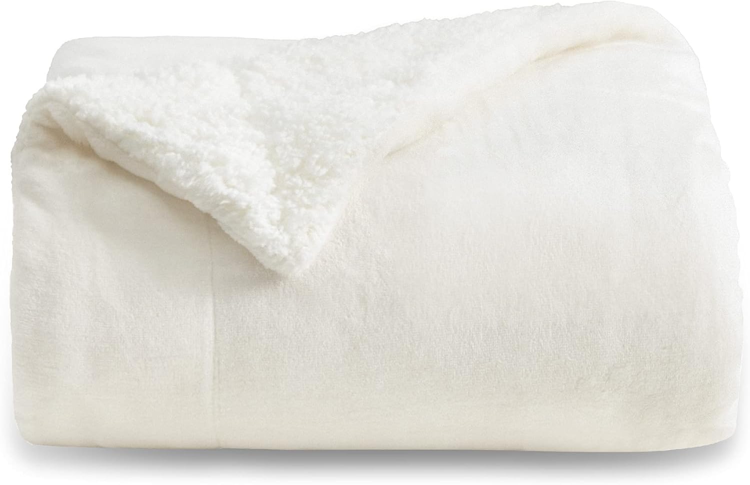 Bedsure Sherpa Fleece Throw Blanket for Couch Milky White