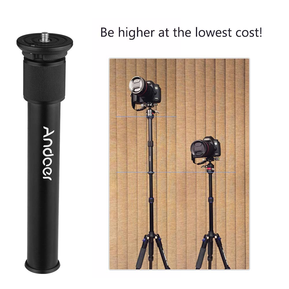 Andoer Colonna Centrale Per Treppiede In Alluminio, Estensibile Da 19 A 30 Cm, Vite 3/8", Prolunga Per Asta, Monopiede Fotografico