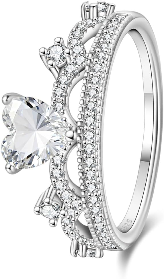 925 Sterling Silver Engagement Rings Sets,Bridal Rings,Wedding Love Promise Rings for Her Anniversary,Cubic Zirconia Simulated Diamond Ring Size 7-9