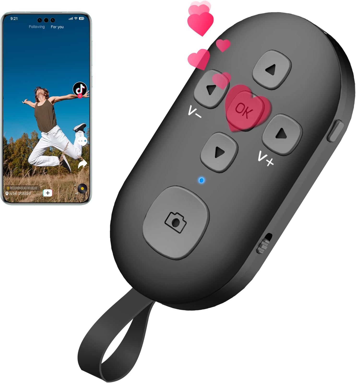 SEANCHEER R1 TikTok Scrolling Remote Control for Phone, Page Turner for Kindle App(Not for All Kindle Devices), Camera Shutter Controller for Photo and Video, Connect via Bluetooth, USB-C Charging