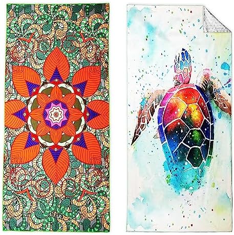 FEERNICH 2 Packs Beach Towels, Microfiber Beach Towel-Quick Dry Sand Free Super Absorbent Towels, Travel Towels Oversized Beach Blanket(71" x 36") Lightweight Towel for Swimming Sports Beach Camping