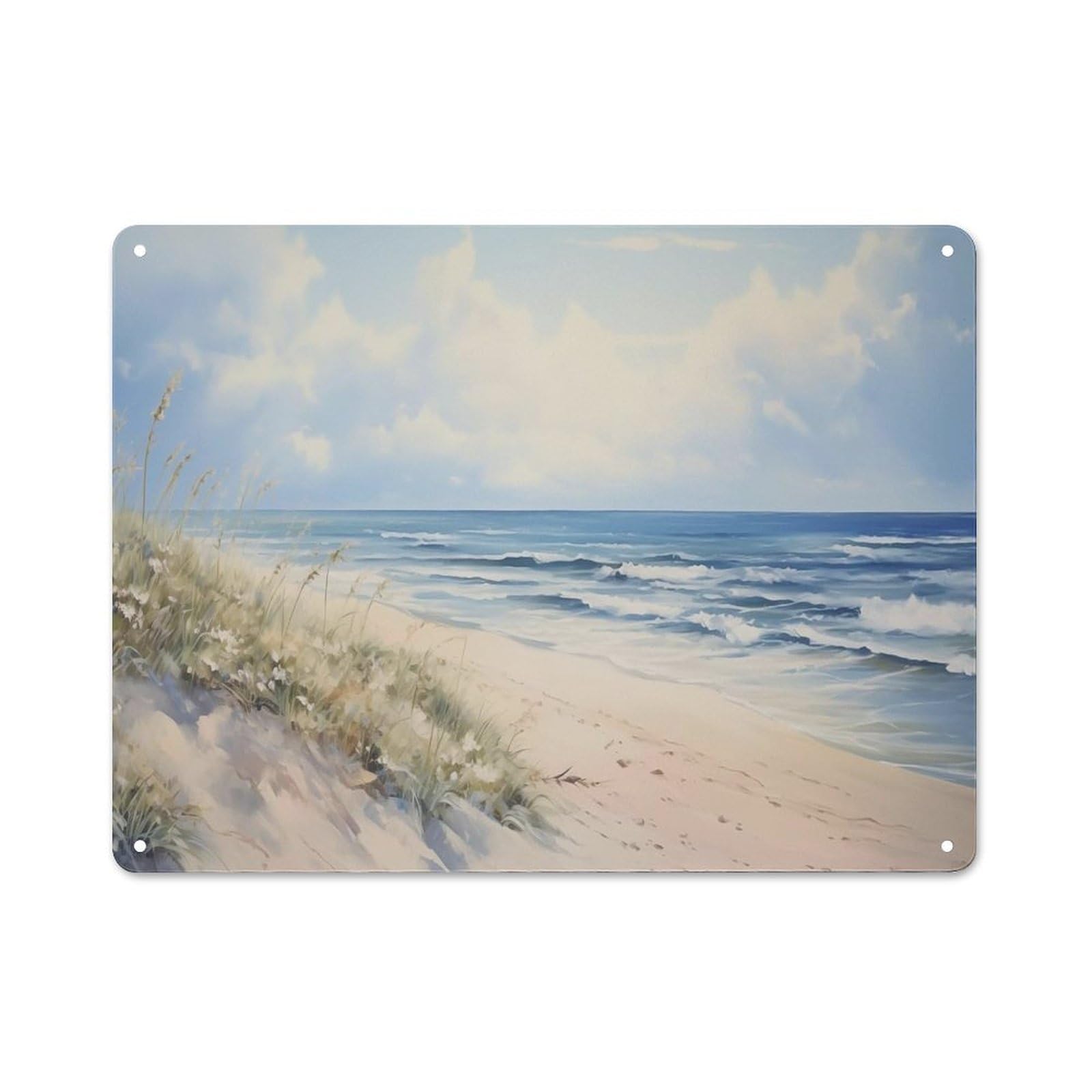 Acdoet Tin-15 Rustic Metal Tin Sign Beach Scene Wall Art Ocean Coastal Pictures Print On For Home Wall Decor, Bedroom, Office 12X16 Inch
