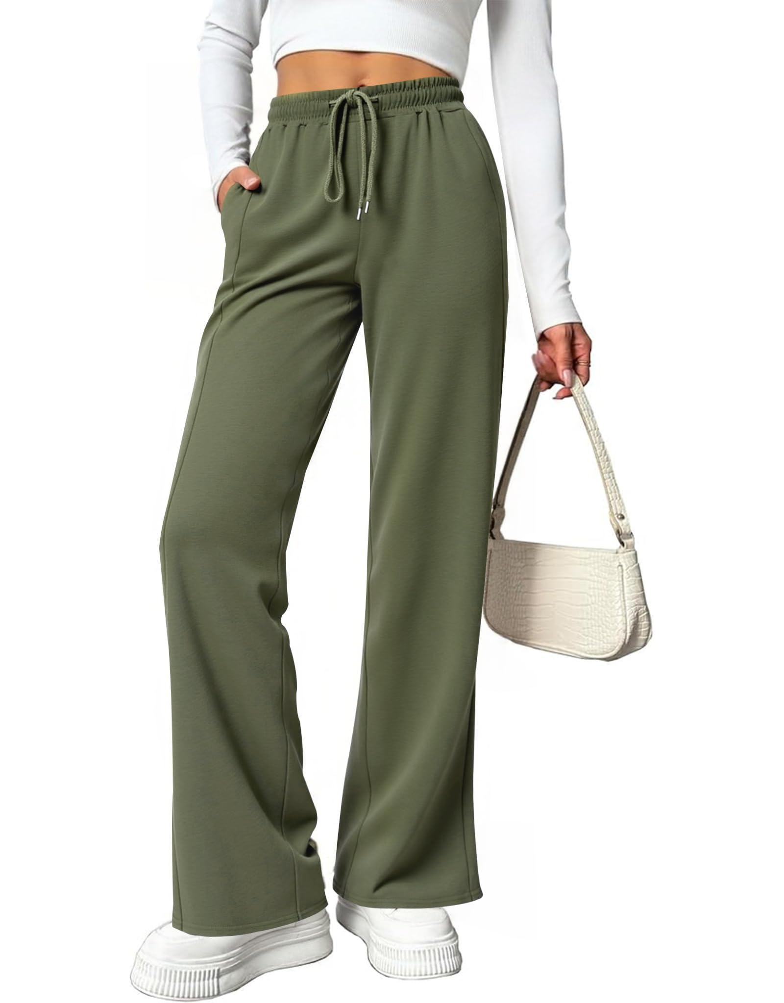 Totatuit Jogginghose Damen Lang Baggy Sporthose Weite Bein Hosen Lockere Sweatpants Traininghose Elastisch Freizeithose mit Taschen S-XXL