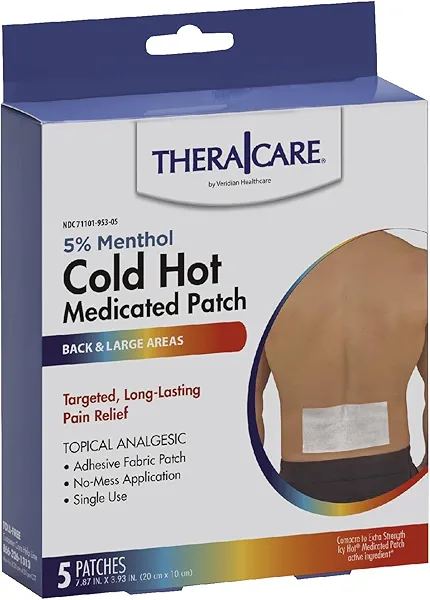 Veridian Healthcare Theracare Cold Hot Medicated Patch, White, 5 Count