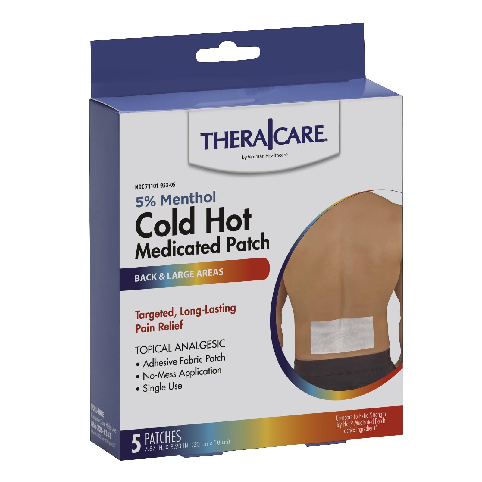 TheraCare Veridian Healthcare Cold Hot Medicated Patch, White, 5 Count