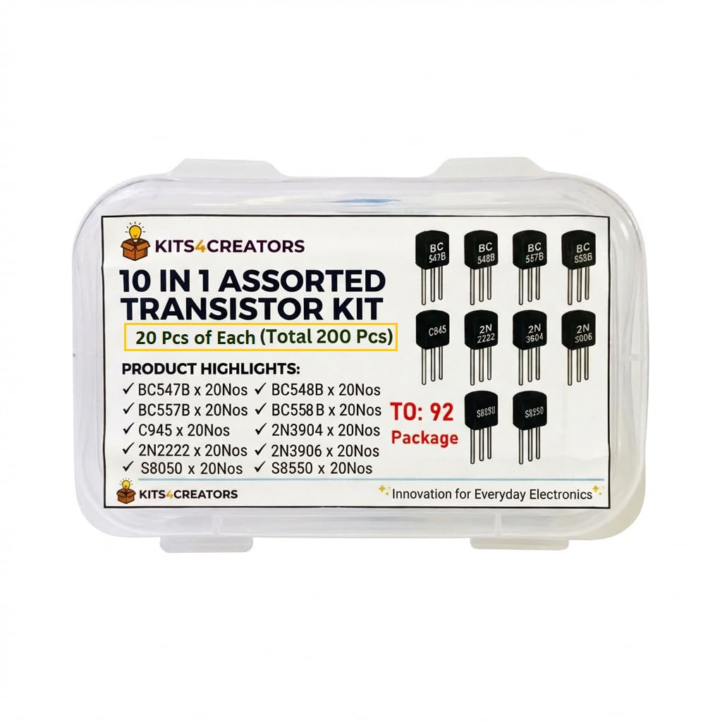 10 in 1 Assorted Transistor Kit | 200 Pcs TO-92 Transistor Set | BC547B, BC548B, BC557B, BC558B, C945, 2N2222, 2N3904, 2N3906, S8050, S8550 | DIY Electronics Components-picture-31