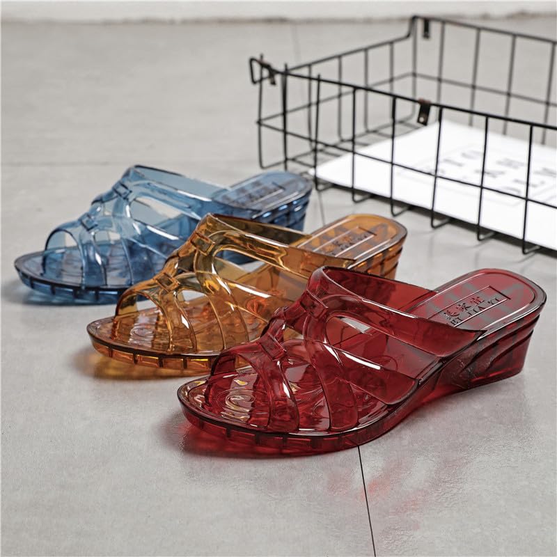 Jelly Mesh Ballet Slides Clear Jelly Sandals Wedge for Women Slip on Beach Water Shoes Barefoot Cute Kawaii Alternative Fashion for Girls Office Festivals Vacation Gifts Summer Wedding Guests4