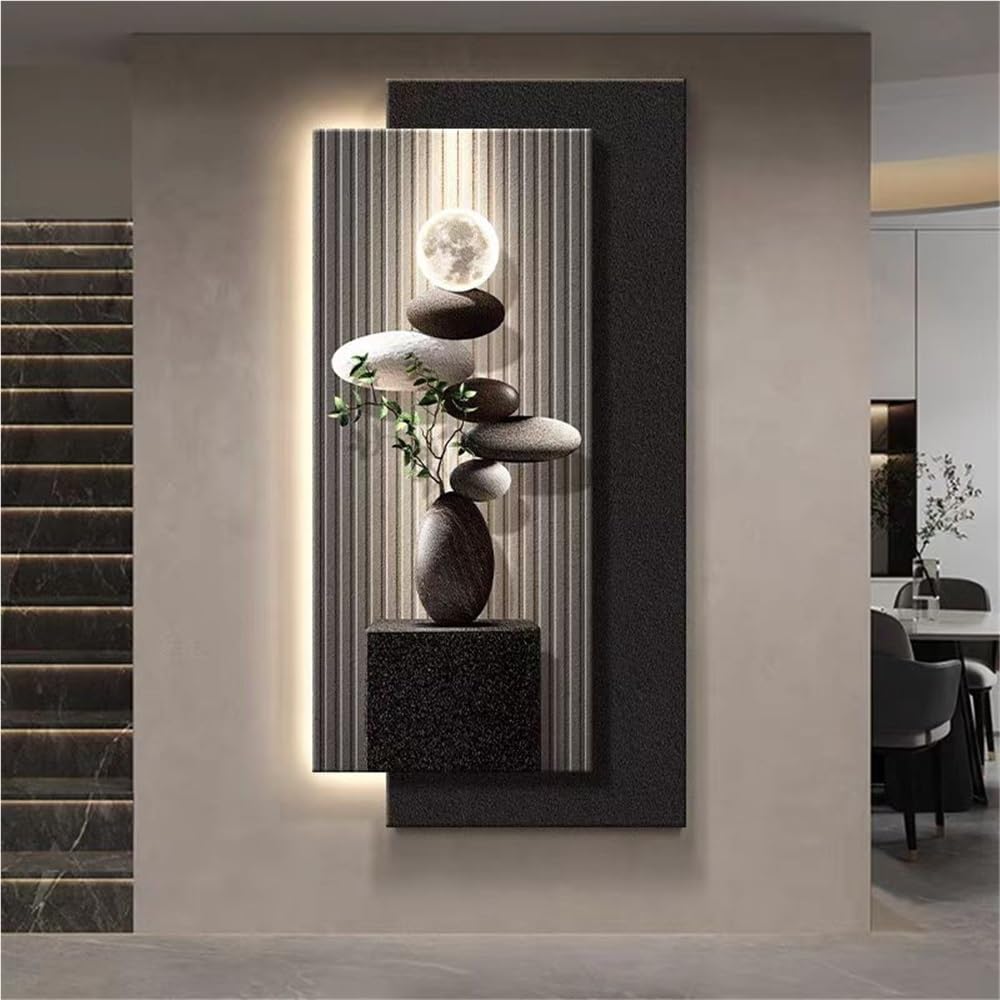 Syluoqp A 3D Wall Rt Decor With Led Light, 3D Vision Wall Painting, Stylish Wall Sculpture Painting Decoration, Plug-In Power Supply Landscape Wall Sculptures For Living Room, Bedroom,,80 * 40Cm