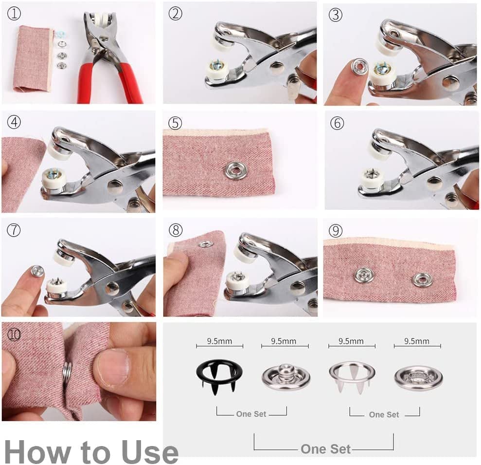 Qatalitic Premium Snap Buttons, Grommet Tool Kit, 100 Prong Buckles & 100 Snap Buckles, 200 Pcs Coloured Five Claw Buckle Rings, Thickened Snap Fasteners Kit, for Household Clothing, Sewing & Crafting 2