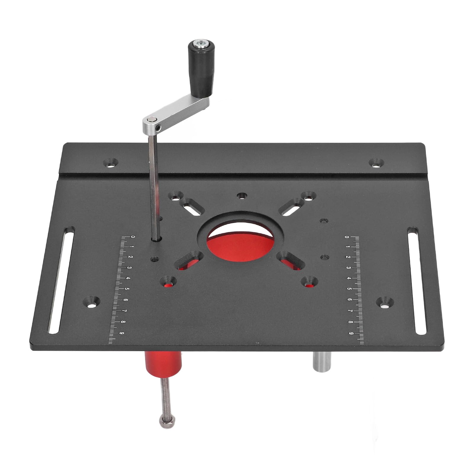 Kit del de elevación del enrutador Manual de elevación de la mesa del enrutador Inserto Placa base para proyectos de carpintería de bricolaje de aluminio Aleación de acero (Negro)
