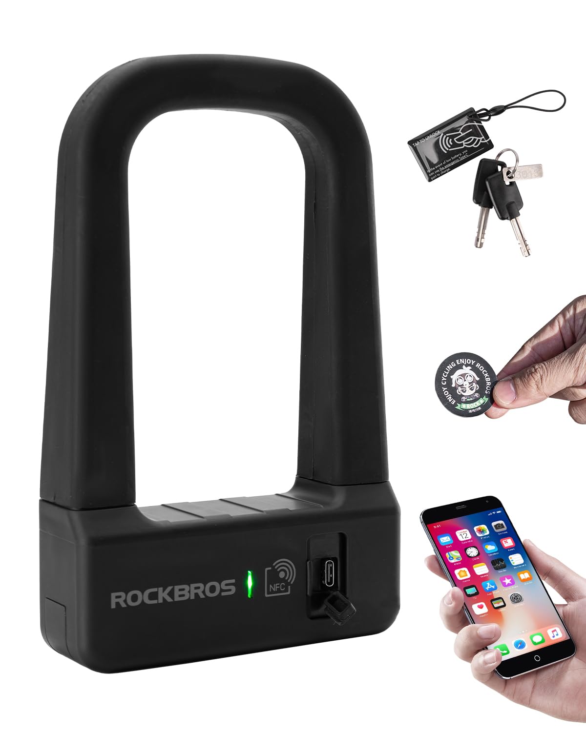 Amazon.co.jp: ROCKBROS(ロックブロス) 高耐久 バイク Uロック NFC