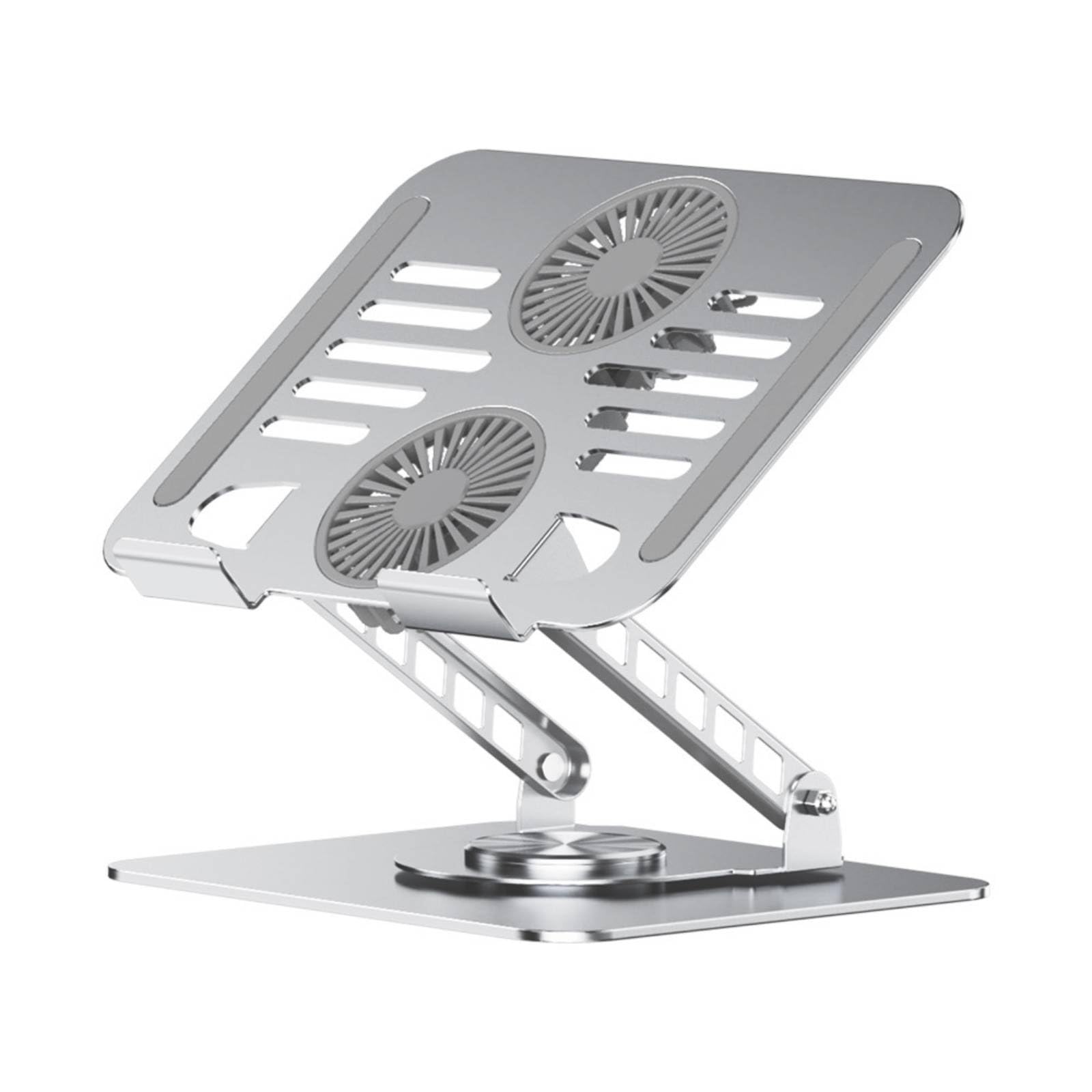Supporto Laptop Supporto PC Metallo con Ventilazione Rotazione 360 Gradi Doppio Braccio per Stabilità Adatto a Studio, Argento, Argento, 17 Pollici