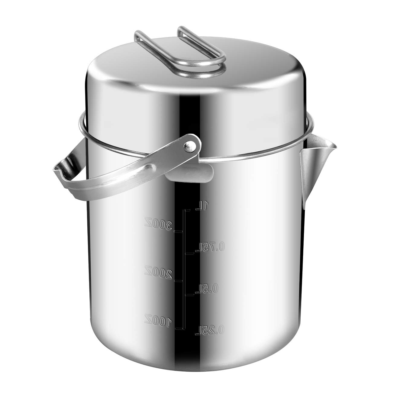 Chihee Camping Kettle Stainless Steel Outdoor Lid Cooking Kettle 1.2L Lightweight Compact Camping Pot Open Fire Teakettle with Nylon Mesh Bag Hiking Backpacking Picnic : Buy Online at Best Price in KSA