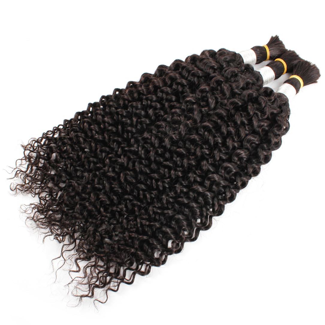 Bulk Hair For Braiding Jerry Curly Remy Indian Human Hair No Wefts Natural Color Hair Extension 100 Gram 14inches