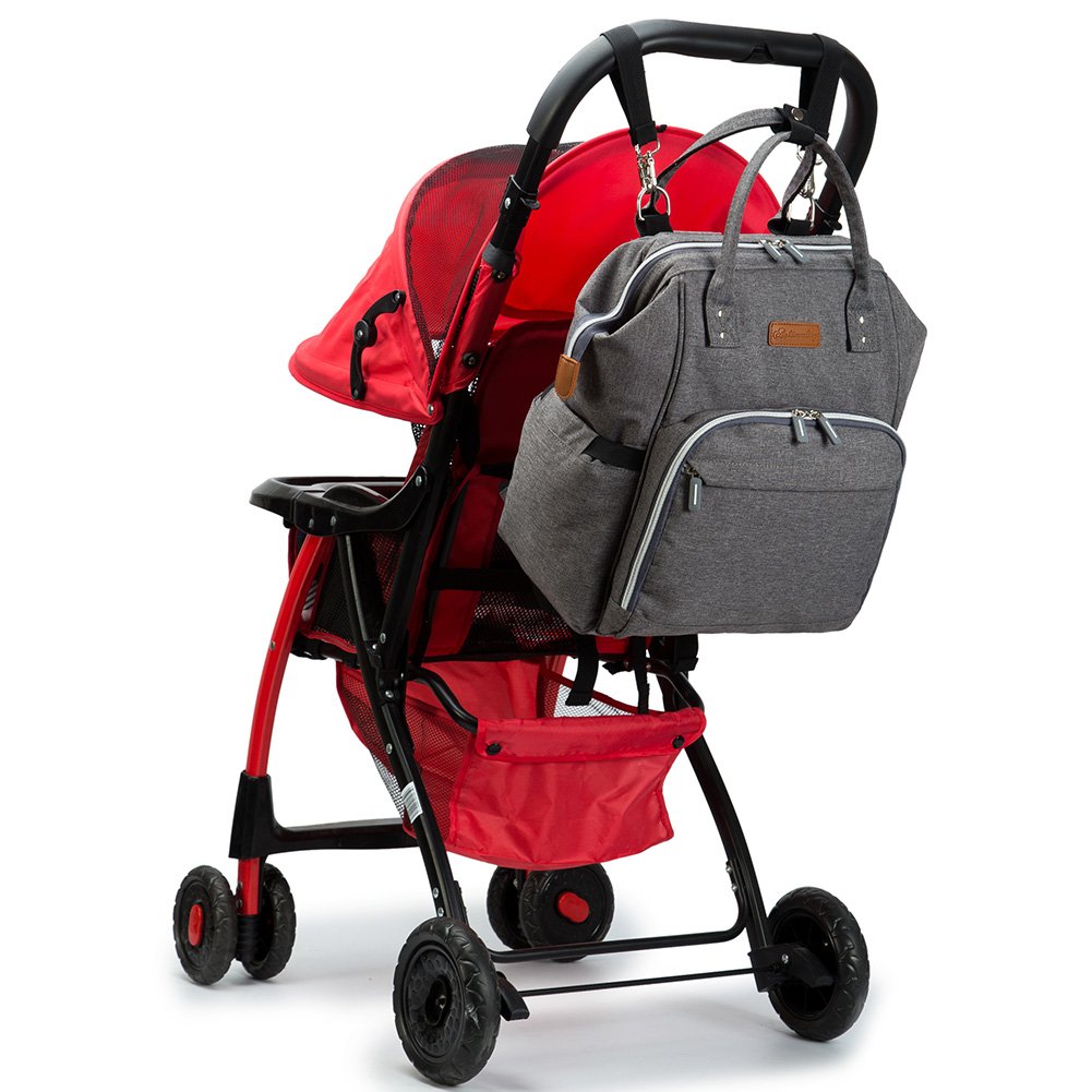 borsa zaino porta pannolini, impermeabile, multifunzione, di grande capacità; organizer da viaggio con tappetino per il cambio, una borsa termica per biberon e clip per passeggino
