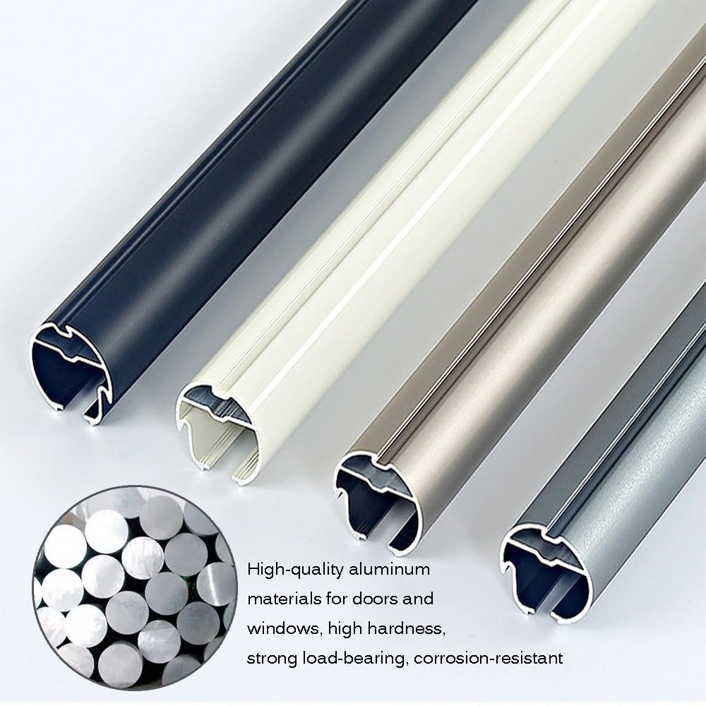 Riel de cortina deslizante de aluminio de 400 cm, barra de cortina de 1 carril para sala de estar, dormitorio y balcón, montaje en pared, fácil instalación, azul (280 cm)