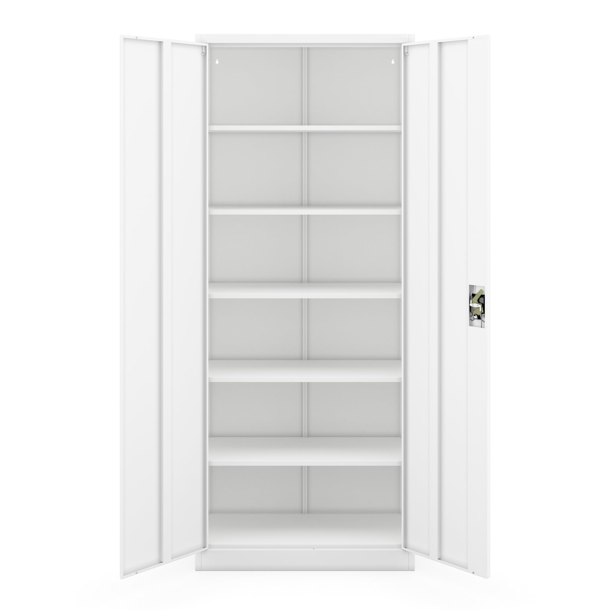 Jan Nowak Aktenschrank aus Metall abschließbar Büroschrank Metall hoch Werkstattschrank Metall Dokumentenschrank Büro 220 x 90 x 40 cm mit 5 verstellbaren Fachböden Weiß