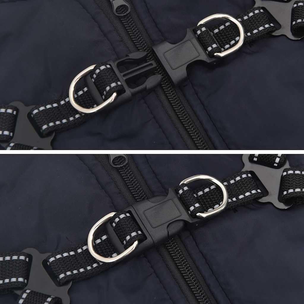 Cappotto per cani con pettorina, impermeabile, riflettente, blu navy, L36, regolabile, con cerniera, per inverno, autunno, esterno, protezione calda e asciutta