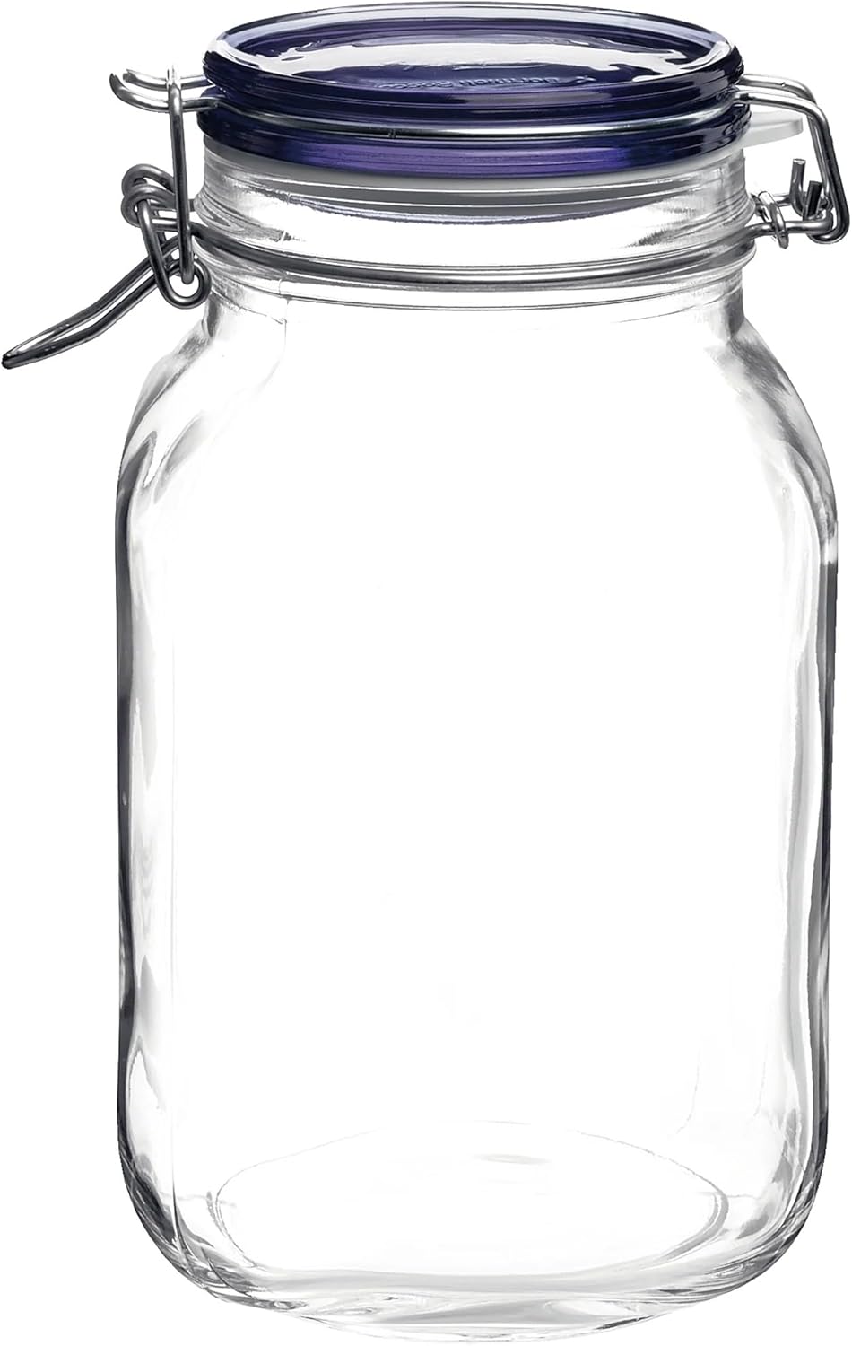 Bormioli Rocco Fido Square Jar with Blue Lid, 67.5-Ounce, 149550MRF121990