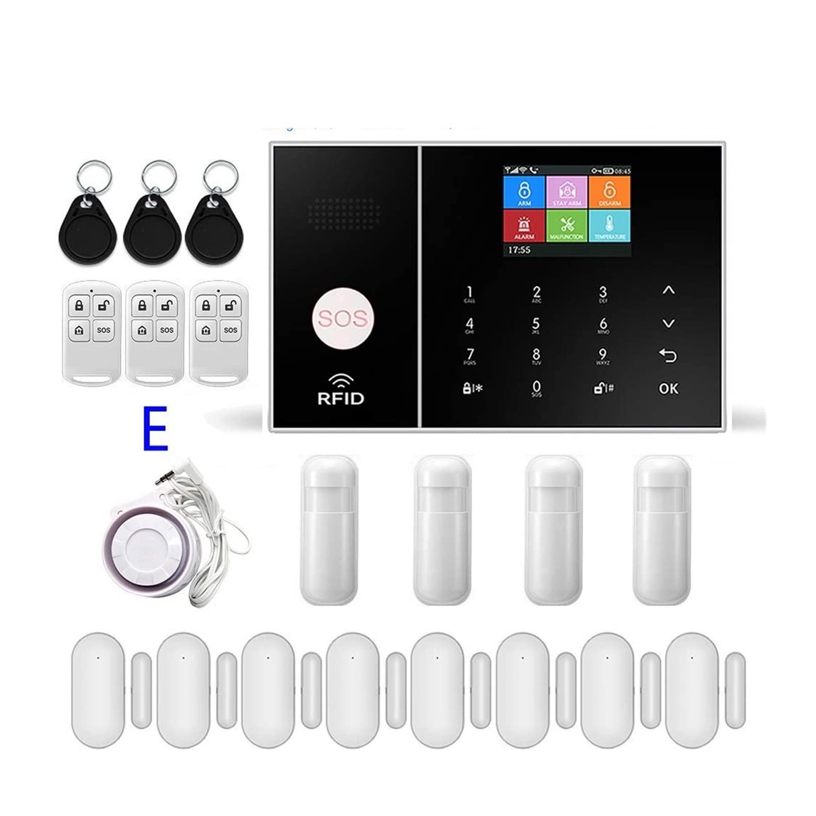 WiFi GSM / 2g Système d'alarme de sécurité à Domicile sans Fil avec capteur de Mouvement Tuya Vie Intelligente App(PG108-2G-C)