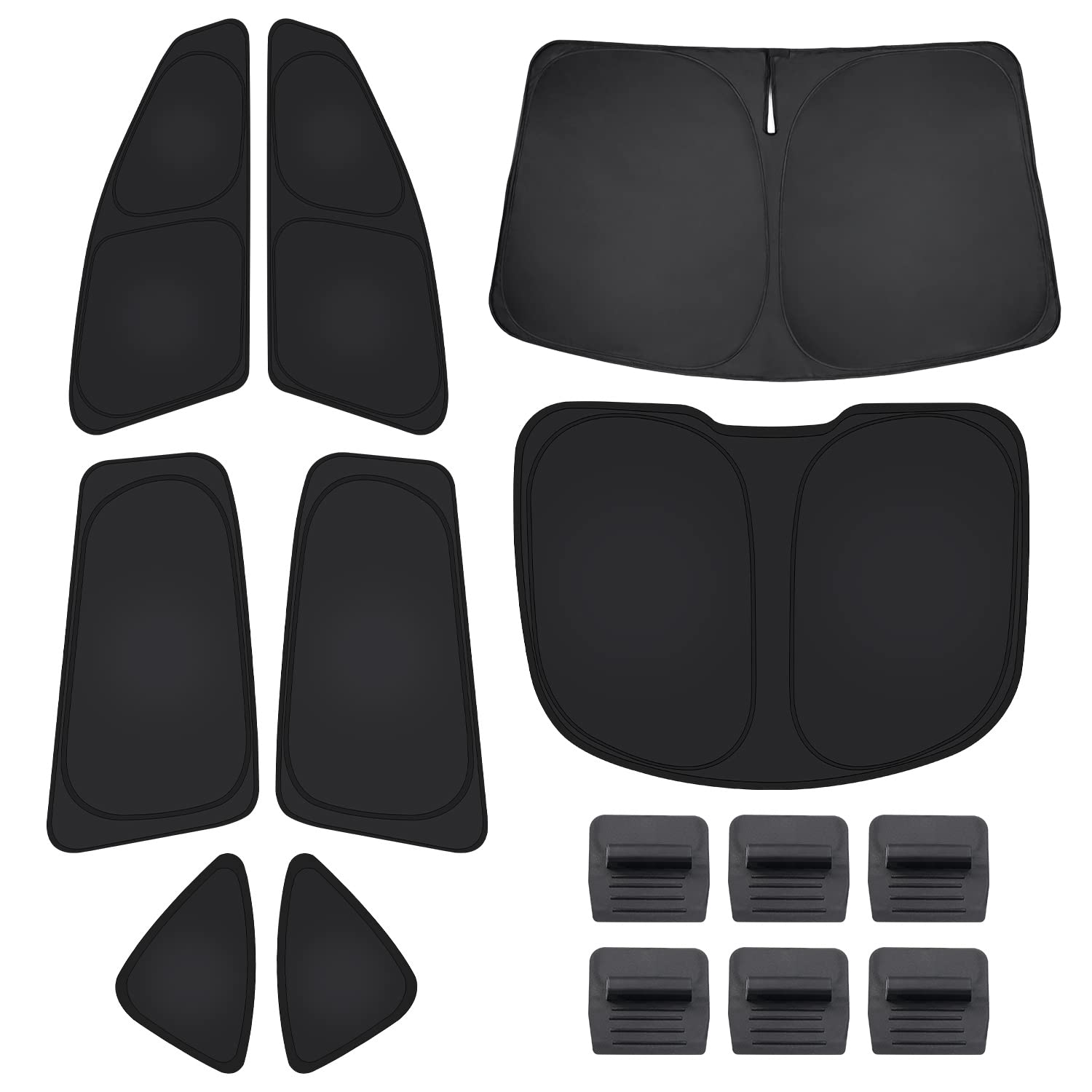 Canvcle Compatible with Windshield Sunshades Tesla Model Y 2020-2023 Full Windows Shade Cover Kit Side Window Sun Blocker Keep Vehicle Cool Black 8PCS Set