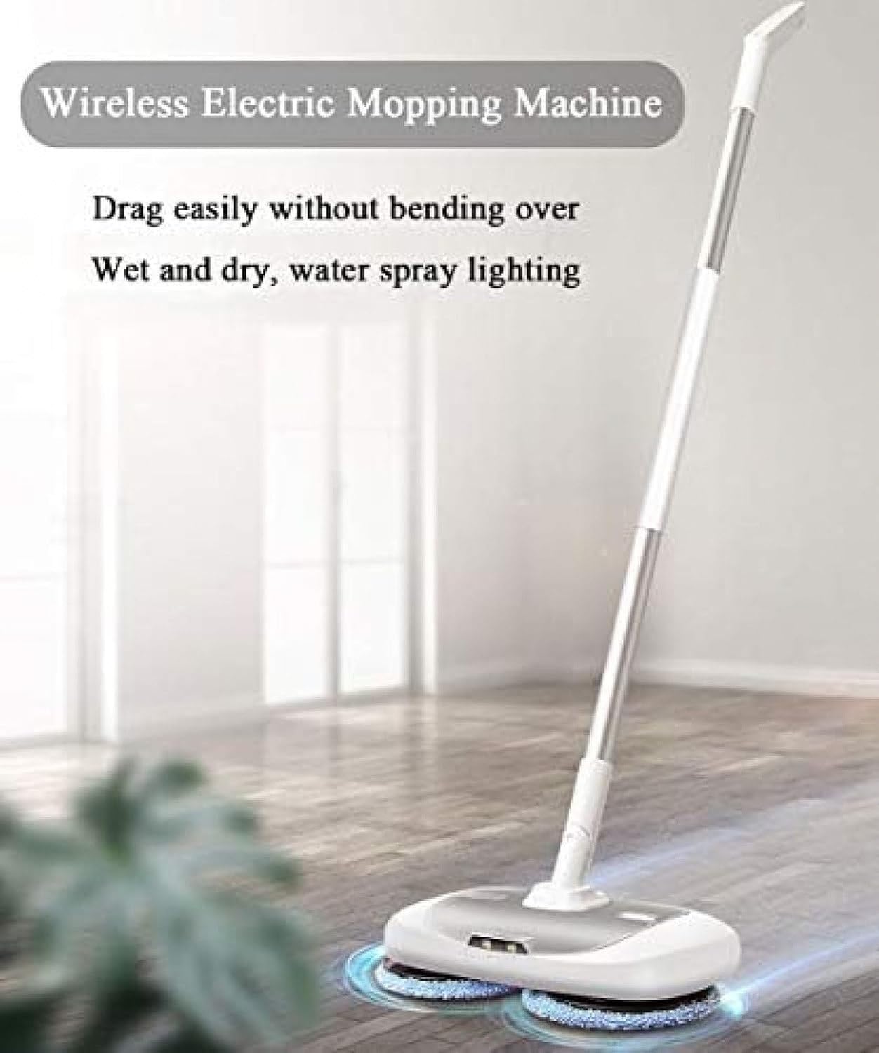 Laveuse de sol sans fil à brosse rotative 2 en 1 avec vaporisateur, pour