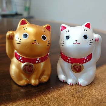 招き猫 2匹セット Amazon.co.jp: 招き猫 開運 神田神社 ツインセット 金銀猫 風水 ご利益